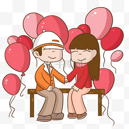 情人节人物装饰图片_情人节人物和气球