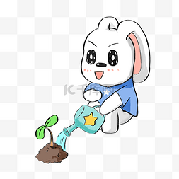 卡通小白兔可爱图片_浇花的小兔子卡通可爱设计