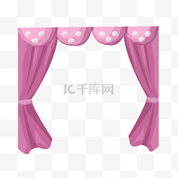 温馨的粉色图片_粉色卡通窗帘插画