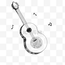 动听音乐图片_线描乐器吉他插画