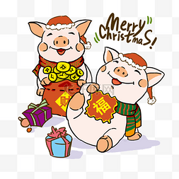 卡通手绘可爱的猪图片_卡通手绘可爱的圣诞猪