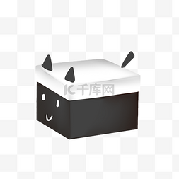黑白png下载图片_黑白猫咪盒子手绘图案免扣免费下