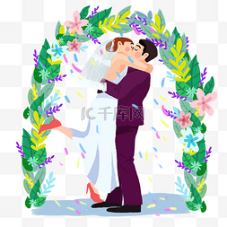 西式婚礼白色图片_小清新婚礼誓言之吻甜蜜PNG图