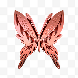 C4D粉色金属质感蝴蝶装饰