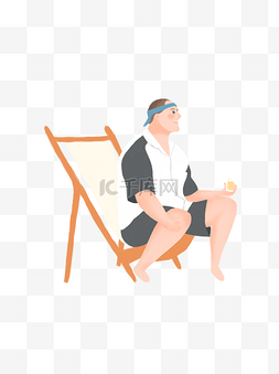 坐在吧椅上休息图片_坐在折叠椅上休息的男人卡通元素