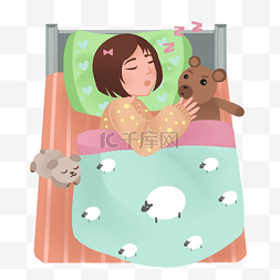 睡眠小熊图片_抱着小熊睡觉的女孩