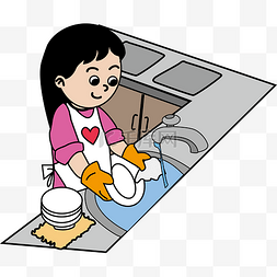 洗碗矢量图片_母亲节手绘矢量节日促销感恩母爱