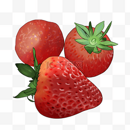 红色小草莓图片_手绘写实水果红色草莓PNG素材