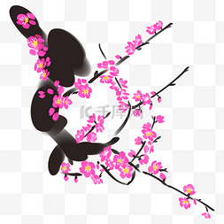 粉色碎花花图片_水墨盛开的桃花树