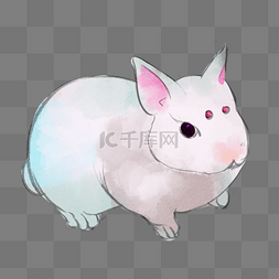 扁平插画小动物图片_白色手绘创意可爱小兔子元素