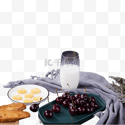 水果牛奶免抠素材图片_早餐面包和水果免抠图