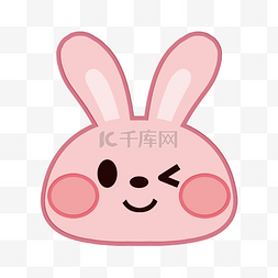 粉色兔子图片_Q版可爱动物简约小兔子肖像