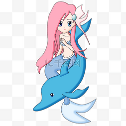 梦幻奇幻卡通图片_人鱼与海豚卡通素材