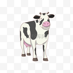 可爱奶牛插画图片_手绘牧场奶牛插画