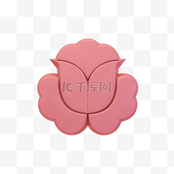 女王节C4D粉色立体花朵装饰