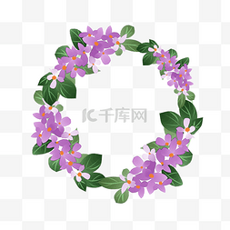 花环边框清新植物图片_植物花朵花环边框插画