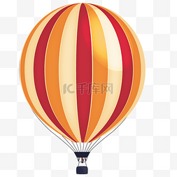 白色热气球图片_卡通橙色条纹的热气球免抠图