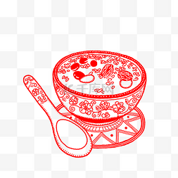 红色勺子图片_手绘红色简笔画糖水美食