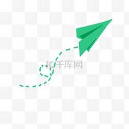 飞行曲线图片_绿色纸飞机和飞行痕迹