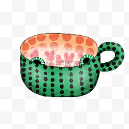 芋泥波霸奶茶图片_绿色青蛙波点杯子可爱饮品PNG图片