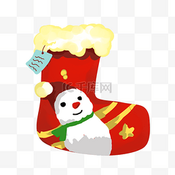 雪人红色圣诞袜子