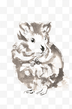 老鼠水墨画图片_可爱的小老鼠水墨画PNG免抠素材