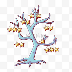 五角星树木装饰插画