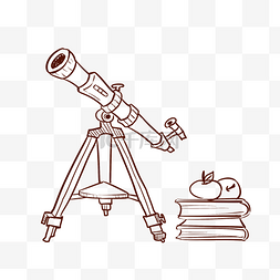 网盘插画图片_手绘学习望远镜插画