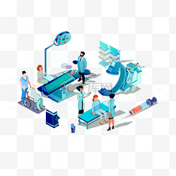 医疗海报图片_矢量2.5D立体医疗主题插画
