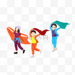 运动手绘装饰图片_跳广场舞的妇女卡通设计
