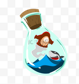 鲸鱼漂流瓶装饰插画