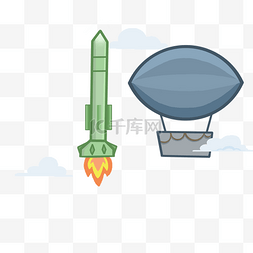 卡通简约彩色飞艇火箭装饰设计