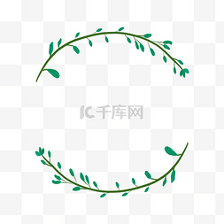 花环树枝手绘图片_简约绿叶树枝边框元素
