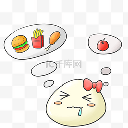 薯条表情图片_可爱的馋美食插画
