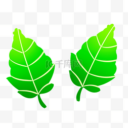 扁平化小树叶图片_绿色植物树叶元素