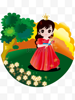 皇冠小公主图片_梦幻童话之森林魔法小公主可商用