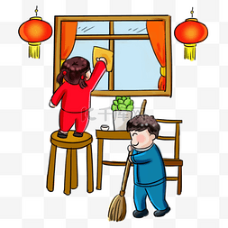 祠堂贡品图片_2019新年过年系列卡通手绘Q版打扫