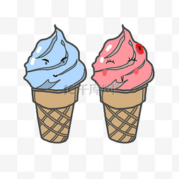 情侣冷饮冰淇淋插画
