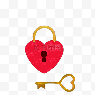 爱心锁图片素材_情人节红色的爱心锁