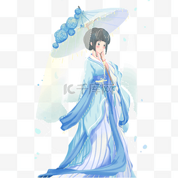 中国风古典美女图片_一个撑着雨伞的古典美女