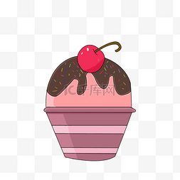 粉红草莓冰淇淋插画贴图