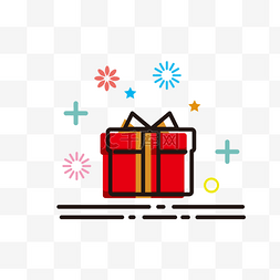 新年礼物红色图片_新年MBE礼物盒插画