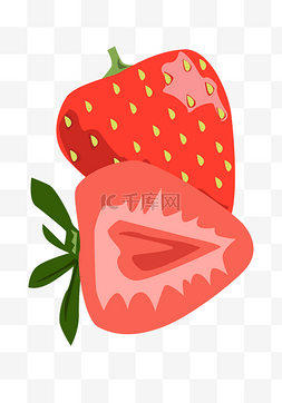 切开草莓草莓图片_切开的草莓手绘插画