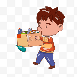 捡垃圾的小男孩