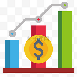 销售额图片_正方形柱子趋势图插画