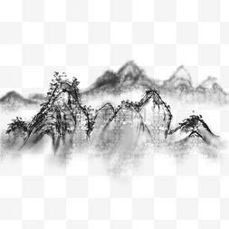 中国山水风景图片_水墨黑色山脉风景