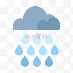 卡通雨滴雨滴图片_天气蓝色郁闷乌云阵雨暴雨渐变PNG