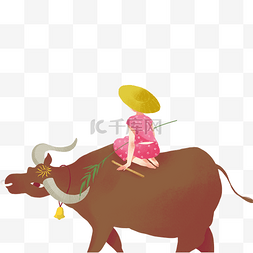 小骑图片_女孩骑着牛免抠图