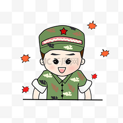 迷彩服装图片_卡通手绘穿军装的小男孩