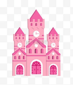卡通粉色城堡插画